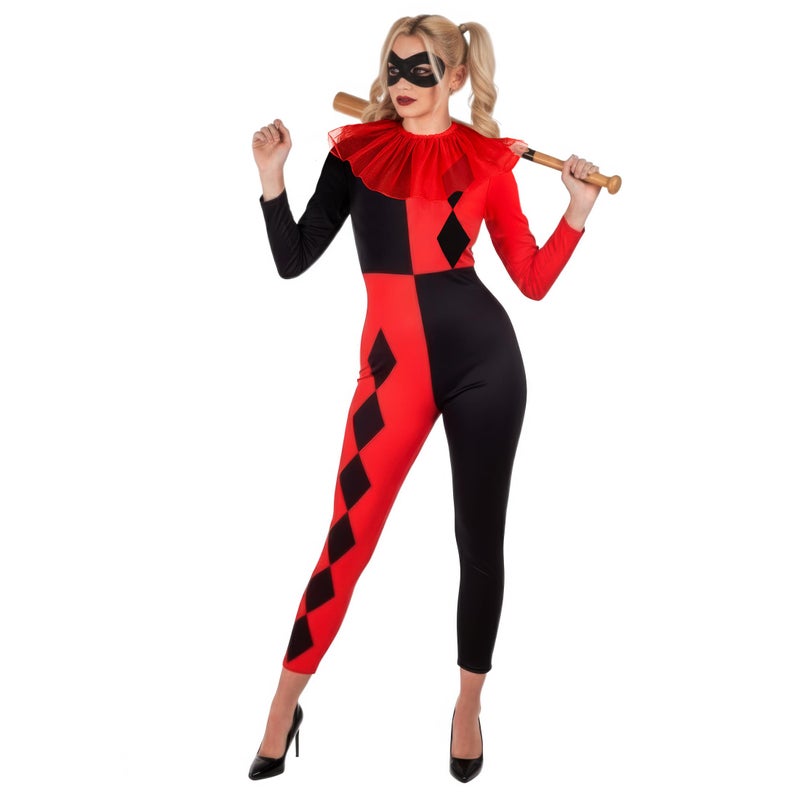 fun shack Harlequin Costume Woman, Jester Costume Womens, Clown Costumes Women, Halloween Costumes for Women, Medium - Image 1