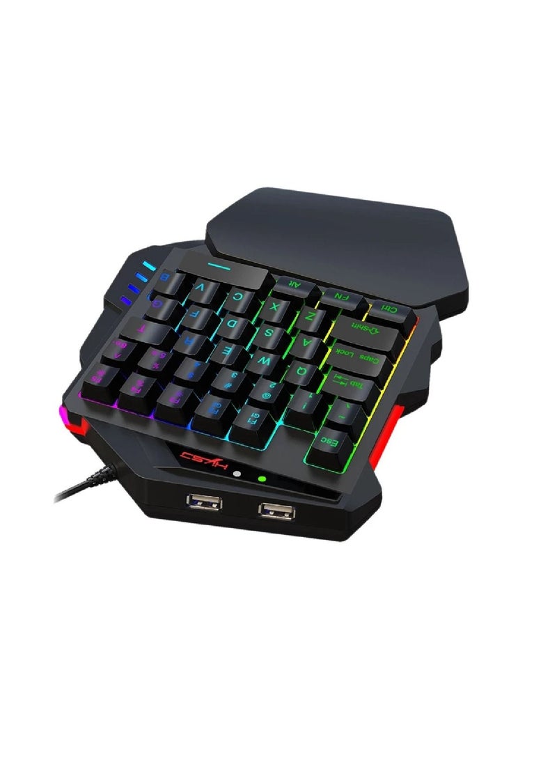 إتش إكس إس جيه مجموعة لوحة المفاتيح والماوس مع إضاءة RGB وماوس ألعاب قابل للبرمجة لوحة مفاتيح ألعاب بيد واحدة لجهاز PS4 PS3 XBOX one V500-A869 - Image 2