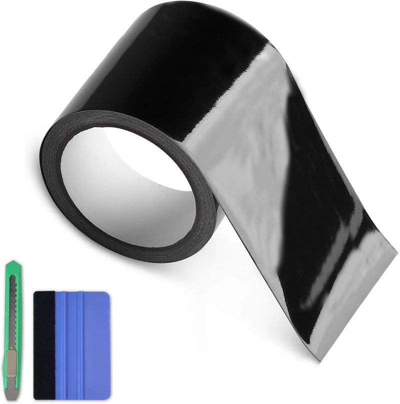 Arespark Gloss Black Vinyl Wrap, Cars Vinyl Film Tapes Kit for Blackout Chrome Delete Window Trim Door with Free Tools (4in x 30feet) - Image 1
