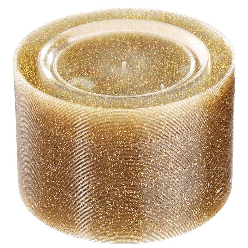 Liacere 100Pieces Gold Plastic Plates-Disposable Gold Glitter Plates-10.25inch Premium Plastic Dinner Plates for Wedding & Parties & Thanksgiving - Image 1