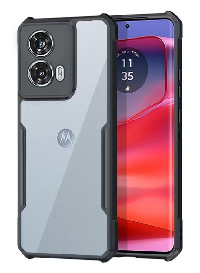 Motorola Edge 50 Fusion Case Cover, Ultra-Thin Lightweight Cover Soft TPU Bumper + Acrylic Clear Back Mobile Phone Case Cover Black  - Image 1