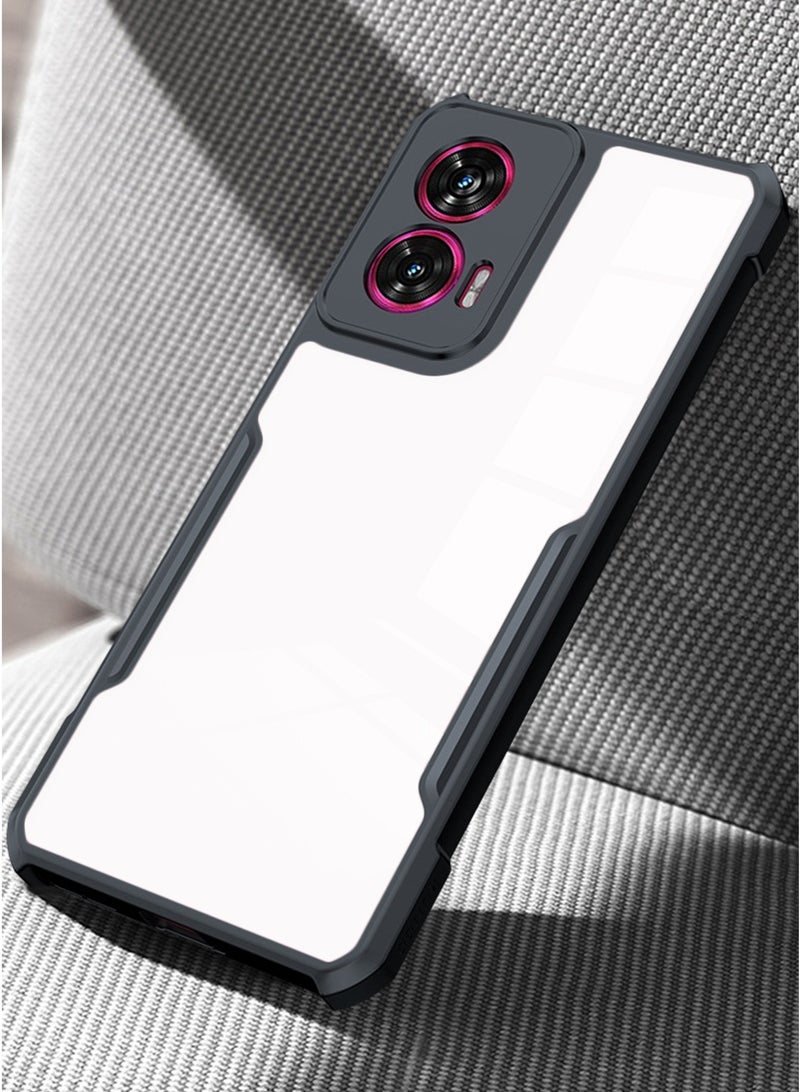 Motorola Edge 50 Fusion Case Cover, Ultra-Thin Lightweight Cover Soft TPU Bumper + Acrylic Clear Back Mobile Phone Case Cover Black - Image 4