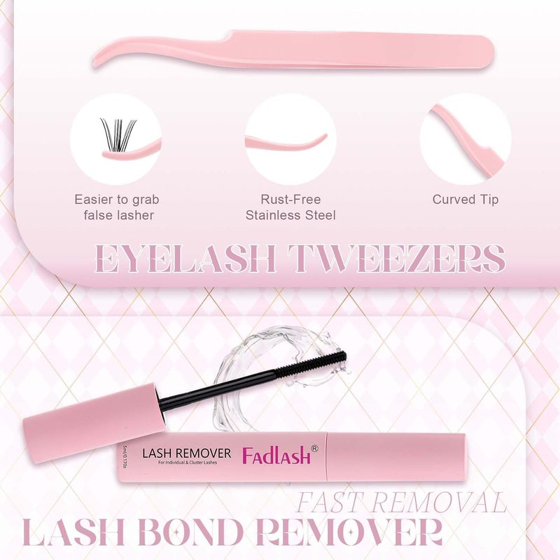DIY Lash Extensions Kit, Lash Clusters Individual, Lash Bond and Seal, Clusters Lash Glue Remover and Eyelash Tweezers for Eyelash Extensions Beginners (10D+20D-0.07D, 8-16mm, Kit) - Image 5