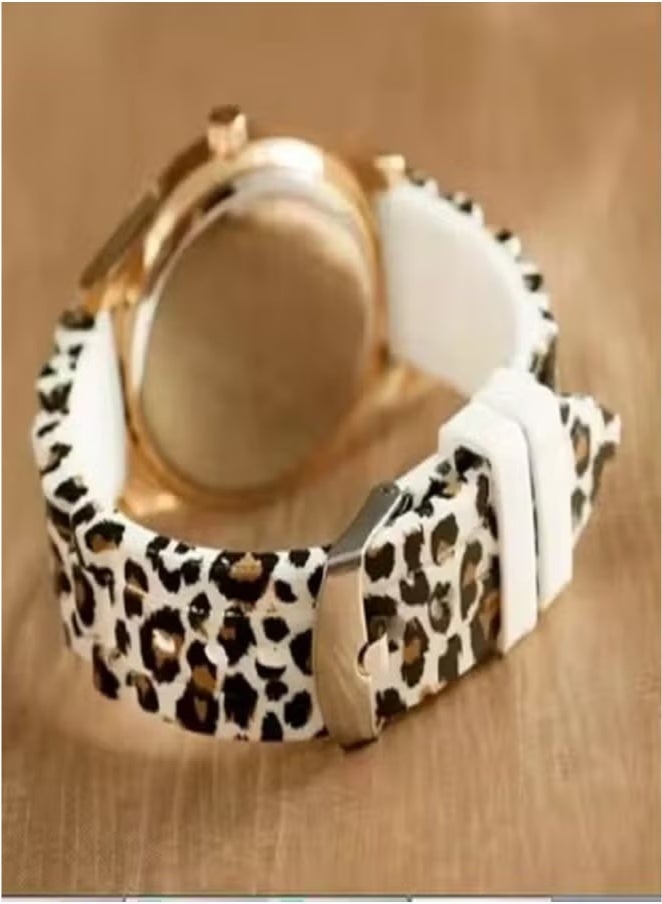 جنيفا ساعة يد نسائية شريط مطاطي مرقطة لون تايجر نمر - Image 5