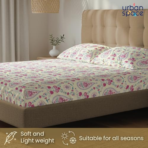 Urban Space 100% Cotton AC Comforter/Blanket/Duvet for Double Bed with 1 Cotton Double Bedsheet with 2 Pillow Covers (4 Piece Bedding Set, Persian-Courtyard Pink) - Image 5