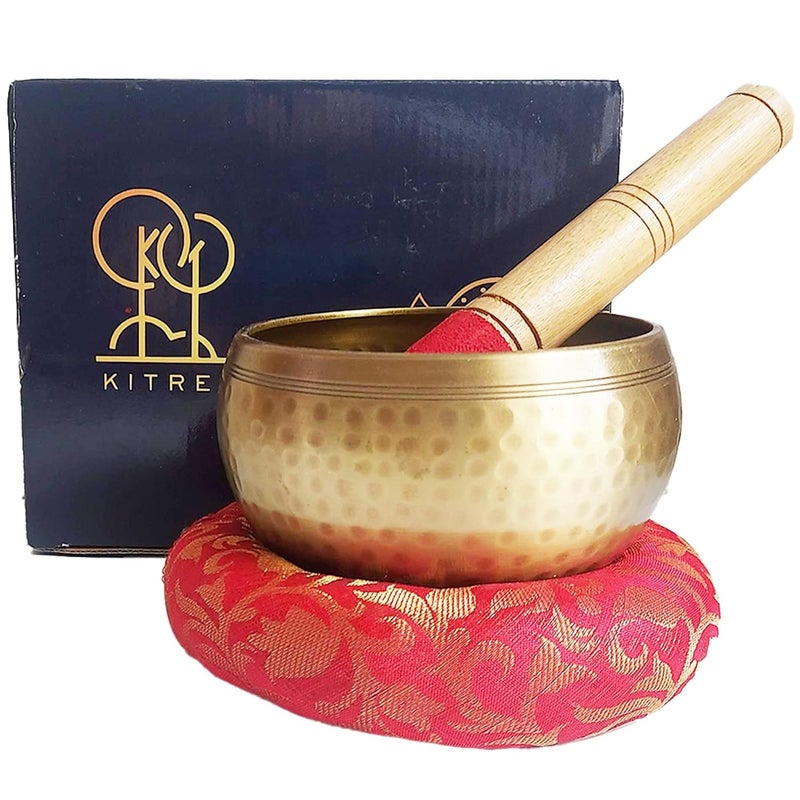 KITREE Authentic Himalayan 4-Inch Tibetan Meditation Singing Bowl Set - Healing Sound for Deep OM Vibration, Spiritual Practices, Perfect for Yoga, and Stress Relief - Ideal Gift for Meditation Lovers - Image 1