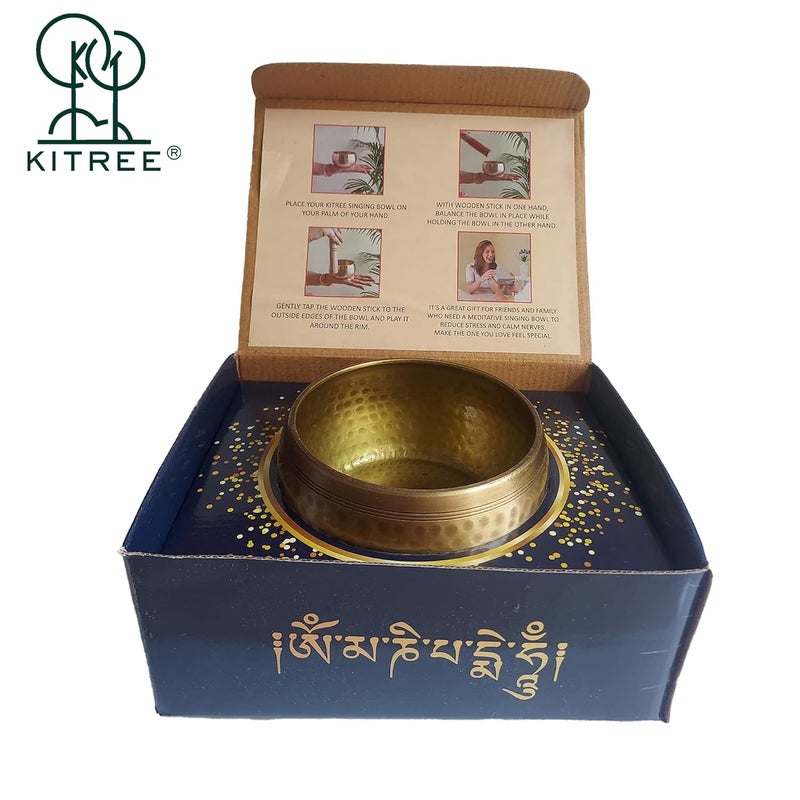 KITREE Authentic Himalayan 4-Inch Tibetan Meditation Singing Bowl Set - Healing Sound for Deep OM Vibration, Spiritual Practices, Perfect for Yoga, and Stress Relief - Ideal Gift for Meditation Lovers - Image 3