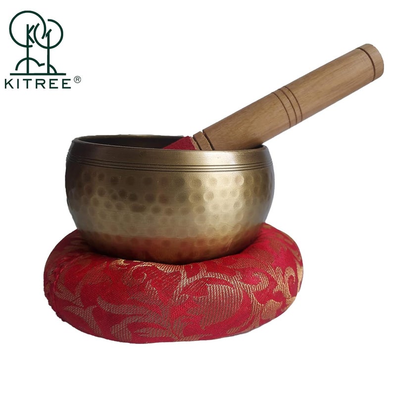 KITREE Authentic Himalayan 4-Inch Tibetan Meditation Singing Bowl Set - Healing Sound for Deep OM Vibration, Spiritual Practices, Perfect for Yoga, and Stress Relief - Ideal Gift for Meditation Lovers - Image 2