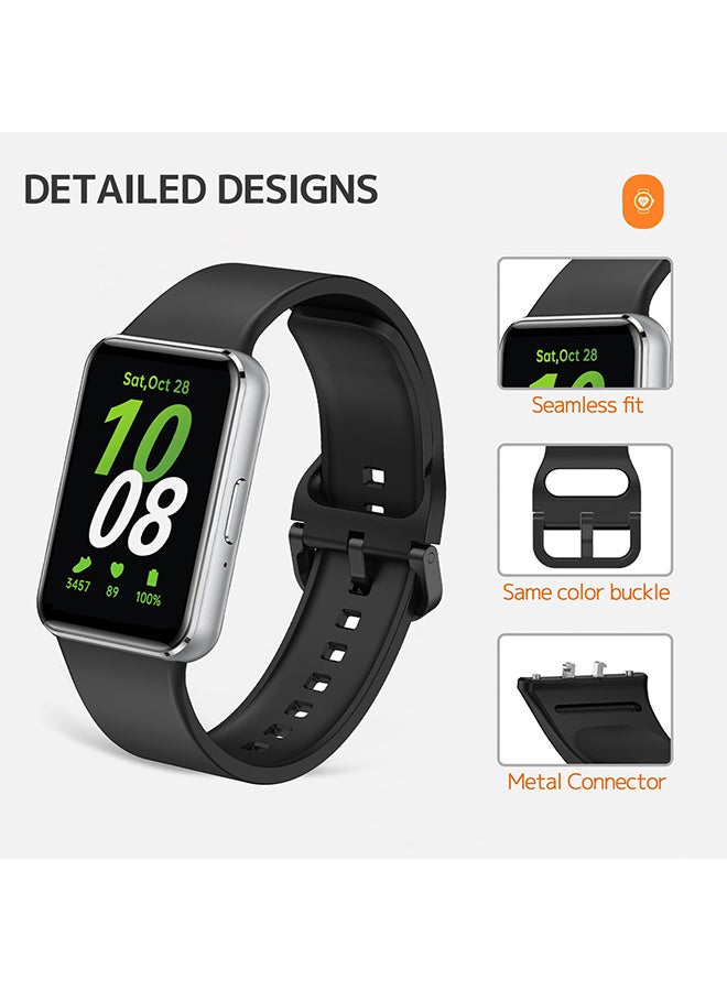 O Ozone Silicone Band For Samsung Galaxy Fit 3, Soft Adjustable Sport Breathable Replacement Watch Strap Loop for Men Women- Black  - Image 2