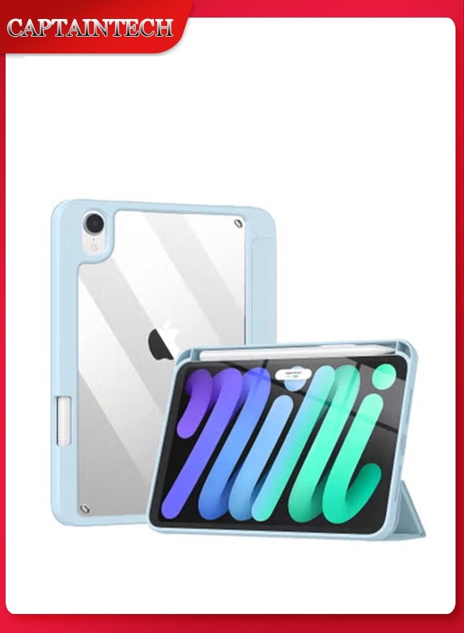 Captaintech iPad Mini 6 Flip Case with Apple Pencil Holder – Slim Protective Cover with Auto Sleep/Wake u0026 Secure Magnetic Closure - Image 1