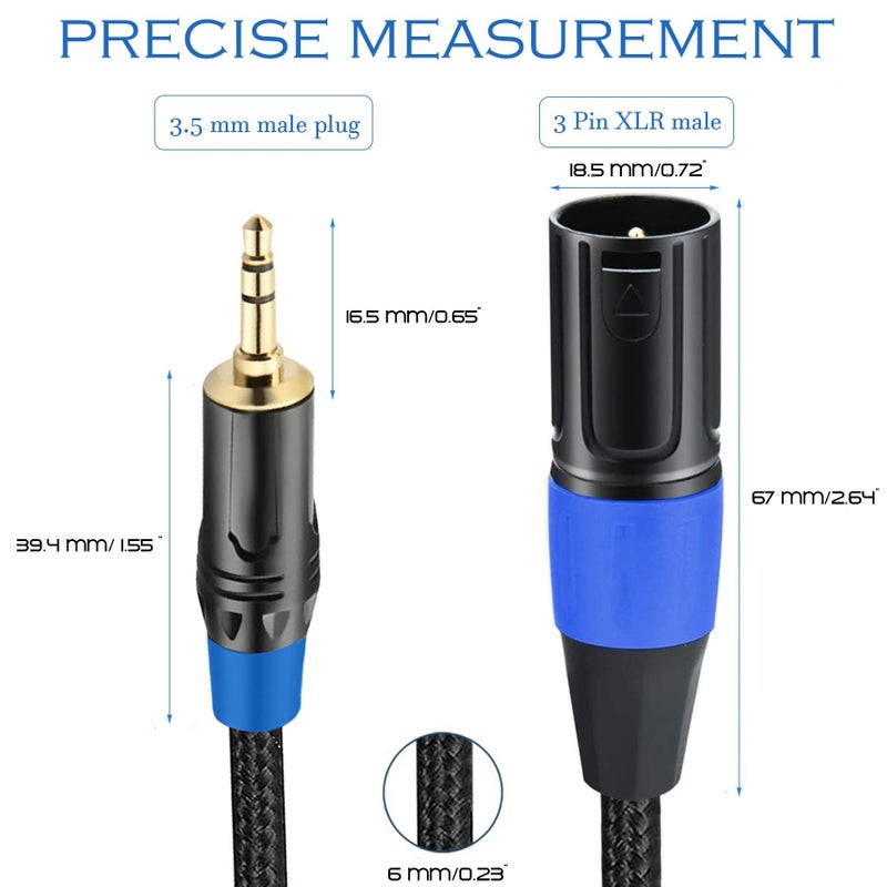 JOMLEY 3.5mm to XLR Balanced Cable, Regular XLR Male to 1/8 inch Mini Jack Cable Adapter Mono Audio Cord for Cell Phone, Laptop, Speaker, Mixer -1ft - Image 4