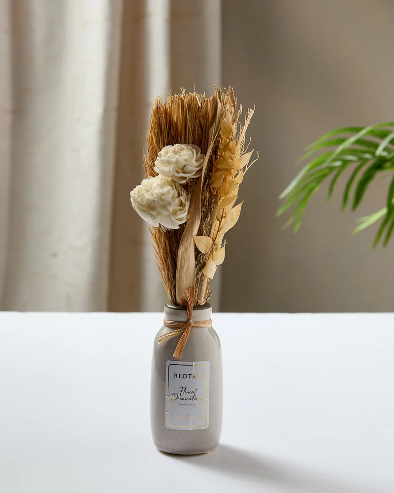 REDTAG Beige Natural Dried Flower Arrangement In Vase