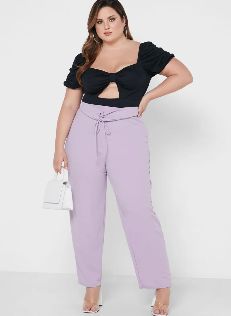I Saw It First Curve Drawstring Detail Wide Leg Pants