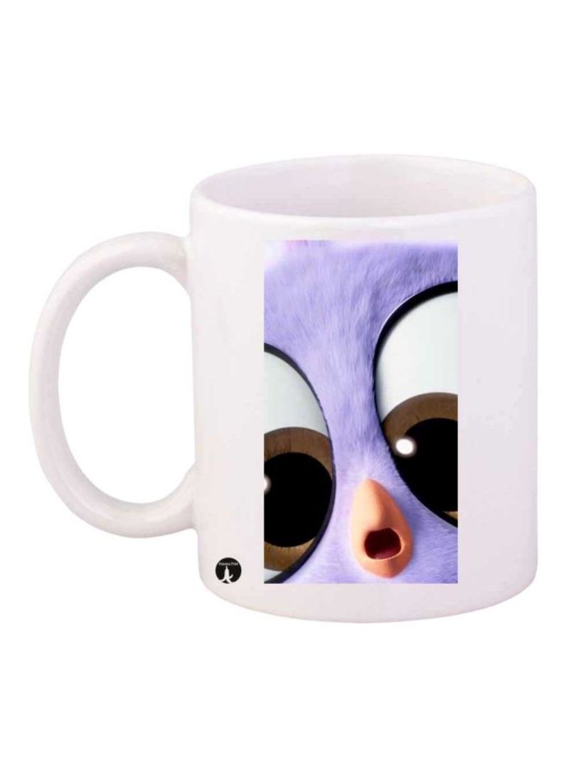 Angry Bird Printed Mug White/Purple/Brown Standard Size