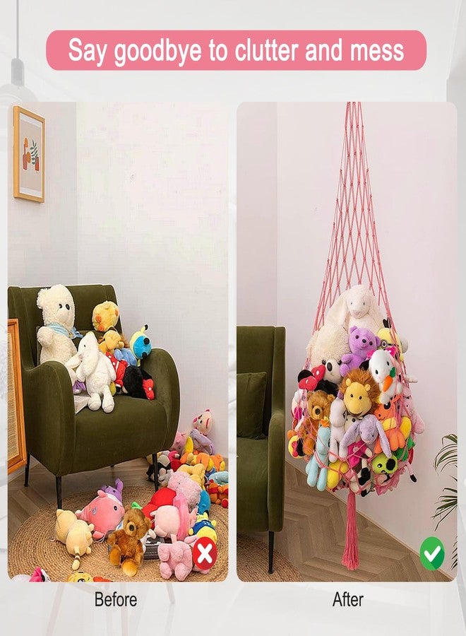 MFBJXC Stuffed Animal Storage Net or Hammock, Hanging Toy Hammock Net for Stuffed Animals Corner, Plushie Net for Bedroom Nursery Kids Room Toy Display - Image 4
