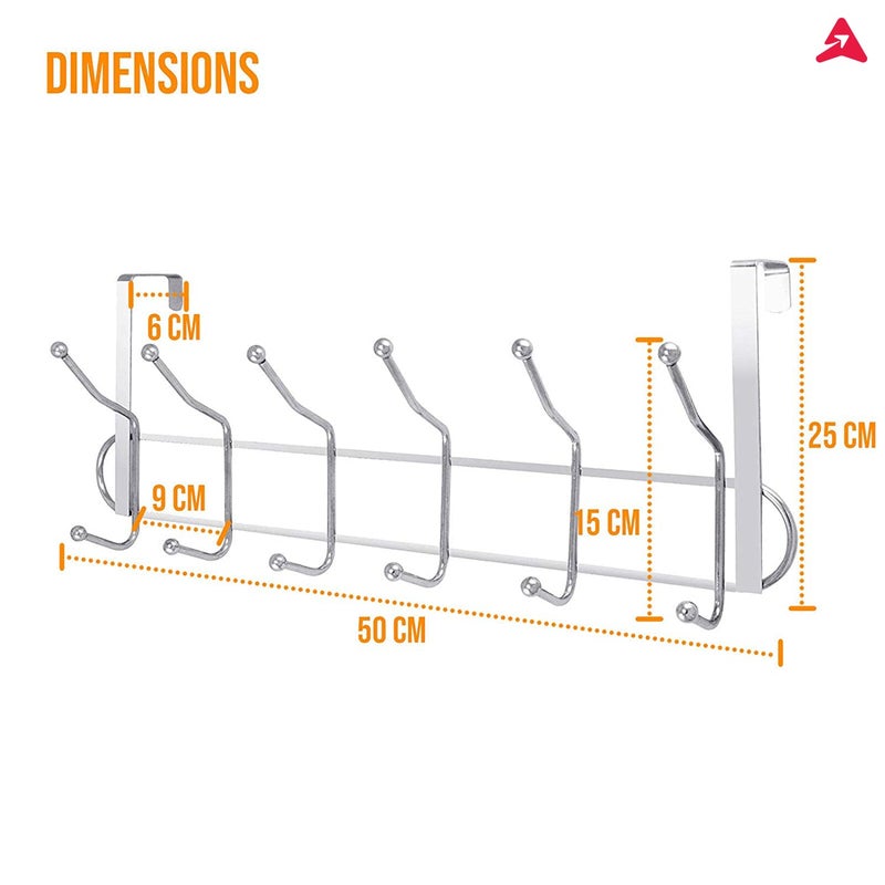 ATCAN Multifunctional Metal Chrome Finish Over The Door Hook Organiser Door Hanger Wall Hook for Hanging Clothes Umbrellas Jackets Scarfs Bags Keys Coats Dress Towel 12 Hook - Image 3