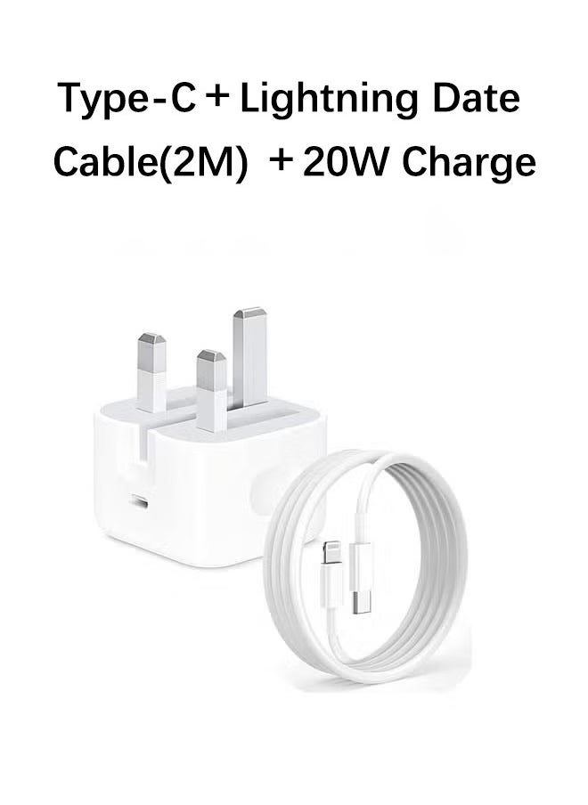 OLYSON - iPhone 20W Fast Charger | USB C Wall Fast Charger Adapter with 2m USB C to Lightning Cable Compatible with iPhone 14/14 Pro/14 Pro Max/13/12/SE2020/11/XR/XS Max/X/iPad - Image 1