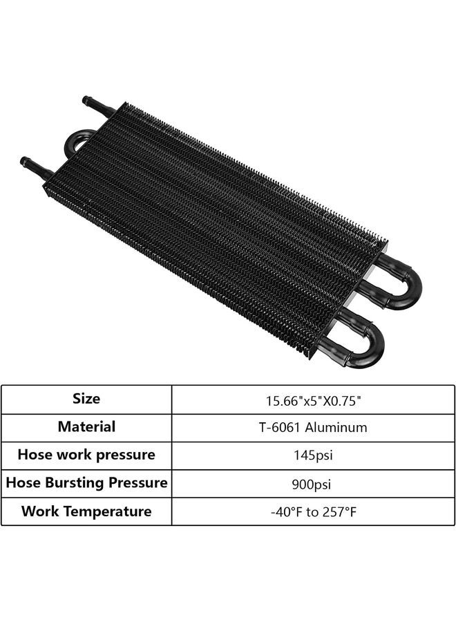 طقم مبرد زيت ناقل الحركة 5/16 بوصة، طقم مبرد أنبوب وزعانف فائق التبريد، مصنوع من سبائك الألومنيوم العالمية باللون الأسود (المقاس: 8 صفوف) - Image 4