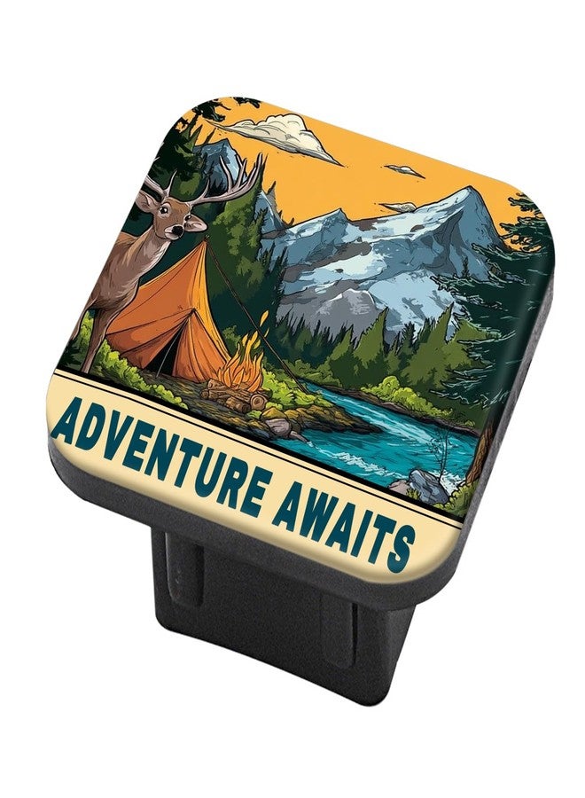 PATBIXES Hitch Cover Fits for 2-Inch Hitch,Adventure Awaits Design Trailer Hitch Cover Tube Plug Insert,Car Exterior Accessories, Receiver Tube Hitch Plug - Image 1