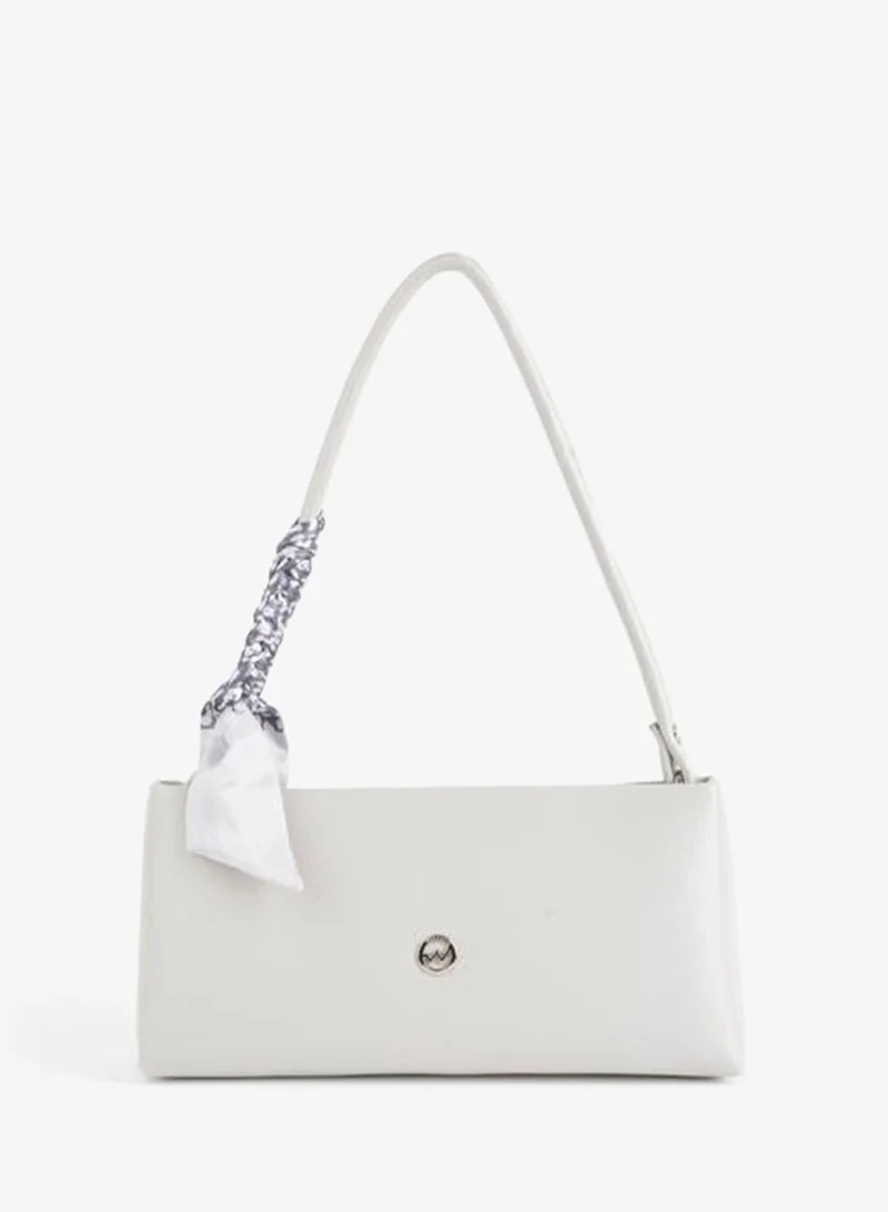 Women's Elegant Gray Scarf Gift Synthetic Leather Zipper Closure Hand and Shoulder Bag.
