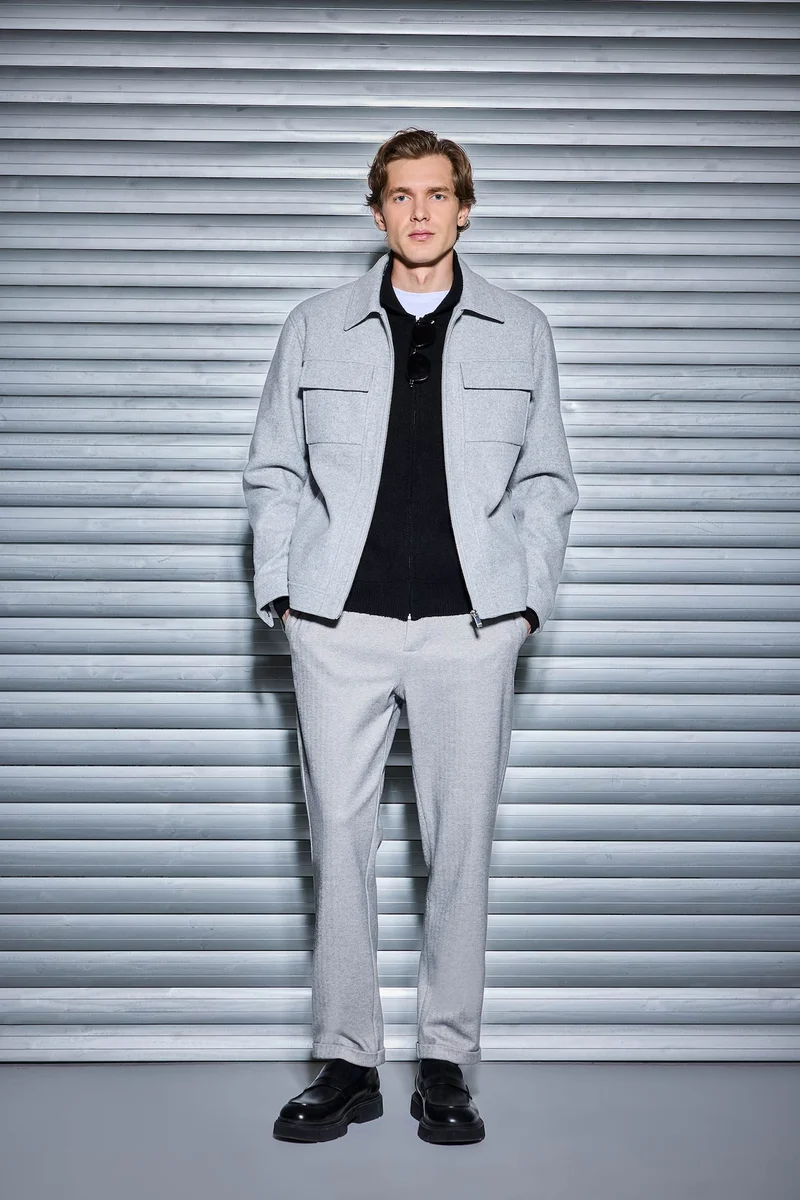 Defacto Slim Fit Polo Collar Lined Zippered Winter Jacket