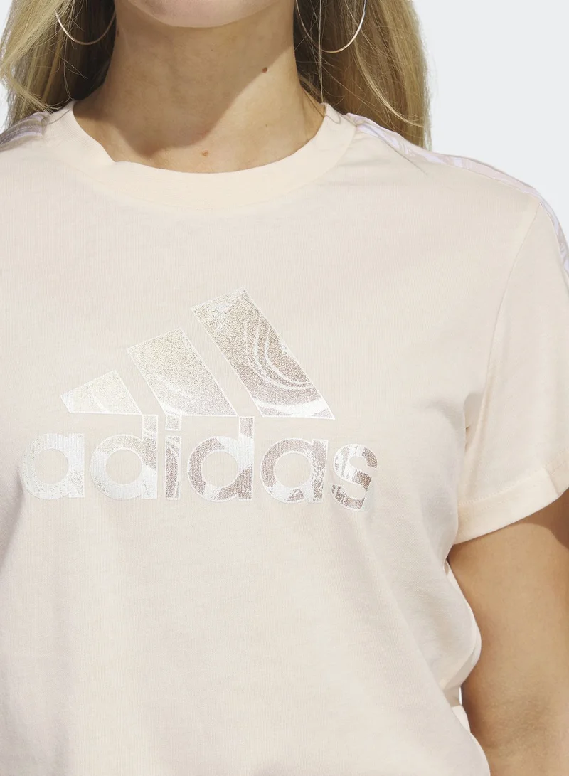 Adidas 3 Stripe Luxe T-Shirt