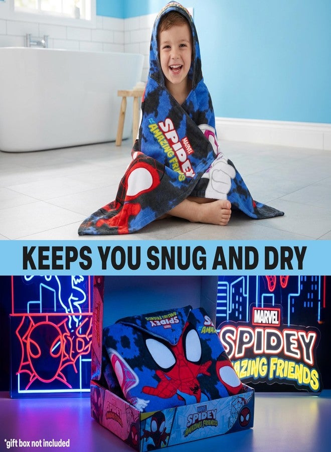 Get Trend Marvel Spidey And His Amazing Friends Bath Towels With Hood For Boys, Soft Absorbent Cotton Beach Towels, Swimming Pool Hooded Poncho For Kids, Superhero Gifts For Boys Ages 2-6 (Multi Spidey) - Image 5