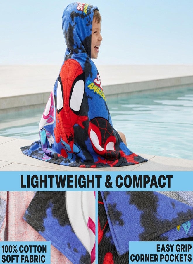 Get Trend Marvel Spidey And His Amazing Friends Bath Towels With Hood For Boys, Soft Absorbent Cotton Beach Towels, Swimming Pool Hooded Poncho For Kids, Superhero Gifts For Boys Ages 2-6 (Multi Spidey) - Image 2