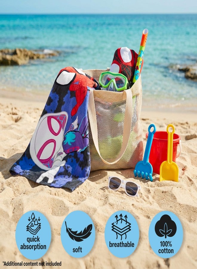 Get Trend Marvel Spidey And His Amazing Friends Bath Towels With Hood For Boys, Soft Absorbent Cotton Beach Towels, Swimming Pool Hooded Poncho For Kids, Superhero Gifts For Boys Ages 2-6 (Multi Spidey) - Image 3