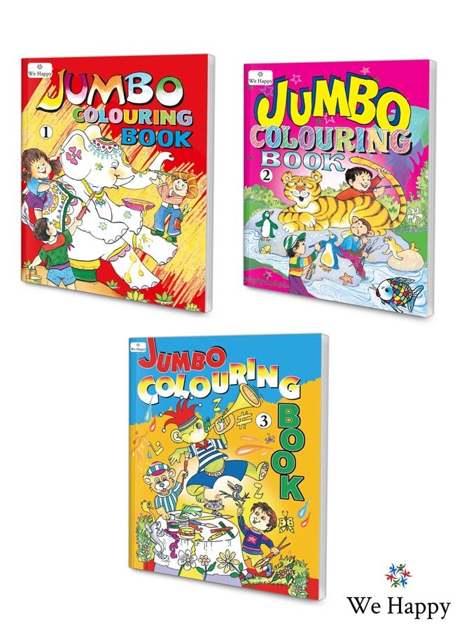 We Happy Pack of 3 We Happy Jumbo Coloring Books Educational and Fun Learning Activities for Kids with different Drawings - Image 1