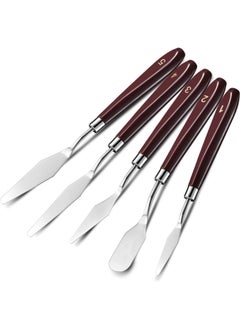 Premify 5 Pieces Painting Knife Set, Professional Stainless Steel Acrylic Oil Painting Palette Knives,Fabric Paints Tools, Artist Color Paint Mixing Scraper, Spatula Art Accessories Canvas  - Image 1