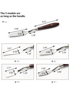 Premify 5 Pieces Painting Knife Set, Professional Stainless Steel Acrylic Oil Painting Palette Knives,Fabric Paints Tools, Artist Color Paint Mixing Scraper, Spatula Art Accessories Canvas  - Image 2
