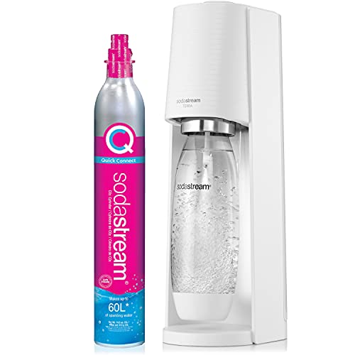 SodaStream صودا ستريم - صانع المياه الغازية تيرا | حزمة قيمة | نظام CQC CO2 | يتضمن 2x أسطوانات CO2، 3x زجاجات آمنة في غسالة الصحون سعة 32 أونصة، 2x قطرات نكهة بوبلي | دمج مع نكهات بيبسي | أبيض - Image 4