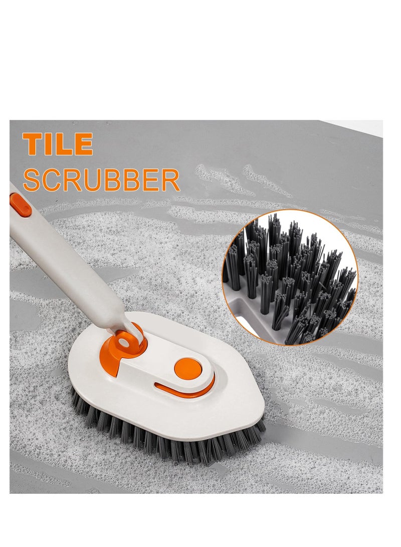 SYOSI Shower Scrubber, No Scratch Tile Tub Scrubber Brush, 3 in 1 Shower Cleaner Brush, Scrub Brush Wand Mop Tools, with 50" Long Handle, for Cleaning Bathroom Kitchen Toilet Wall Floor - Image 2