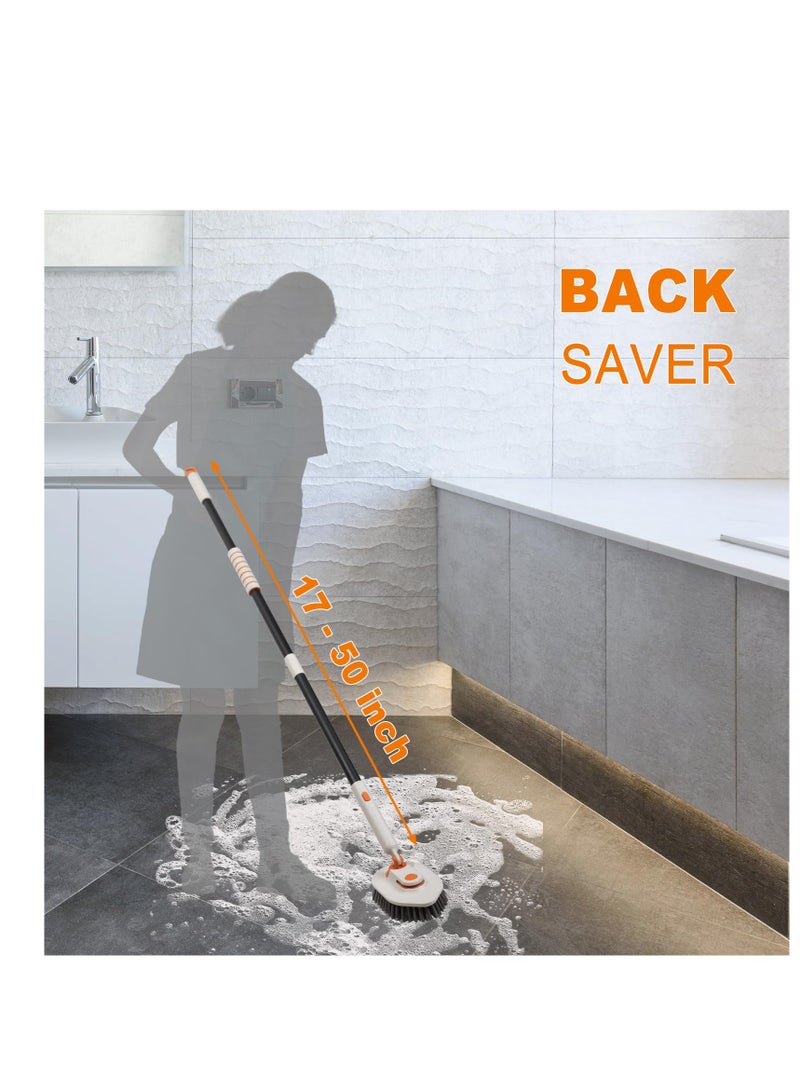 SYOSI Shower Scrubber, No Scratch Tile Tub Scrubber Brush, 3 in 1 Shower Cleaner Brush, Scrub Brush Wand Mop Tools, with 50" Long Handle, for Cleaning Bathroom Kitchen Toilet Wall Floor - Image 3