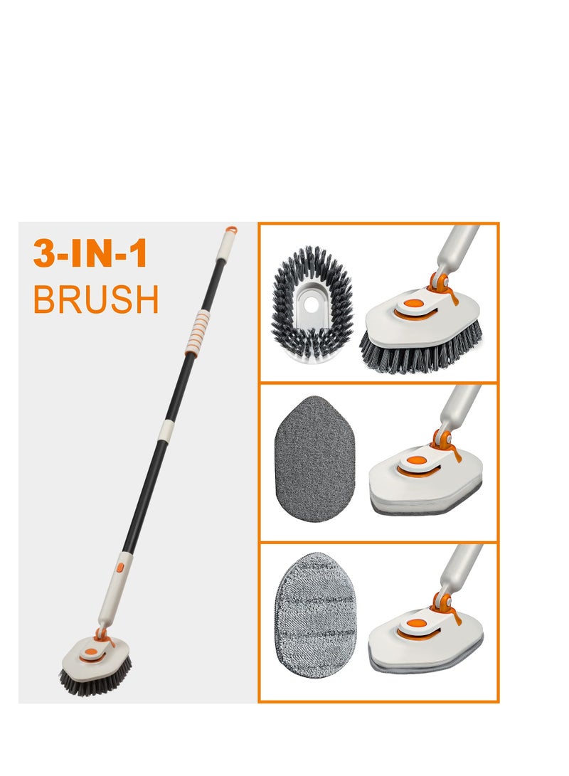 SYOSI Shower Scrubber, No Scratch Tile Tub Scrubber Brush, 3 in 1 Shower Cleaner Brush, Scrub Brush Wand Mop Tools, with 50" Long Handle, for Cleaning Bathroom Kitchen Toilet Wall Floor - Image 5