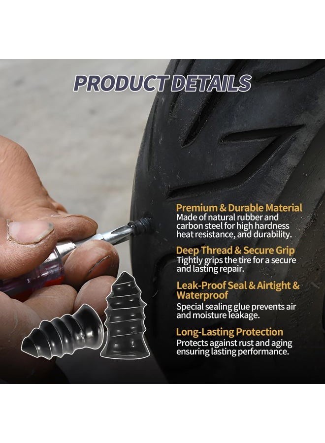 Creztail 61 Pcs Tire Repair Nail Set, Vacuum Tire Mending Nail & Screwdriver Tool, Self-Tapping Tire Screws with Rubber Seal, Tire Screw Plug Repair Kit for Car, Motorcycle, Jeep, Tire Puncture Repair - Image 3