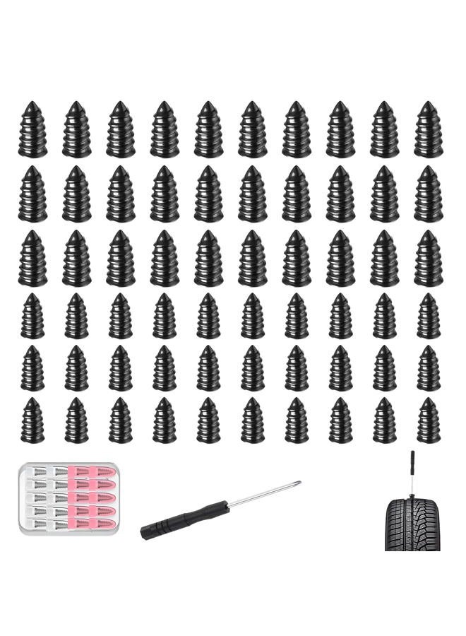 Creztail 61 Pcs Tire Repair Nail Set, Vacuum Tire Mending Nail & Screwdriver Tool, Self-Tapping Tire Screws with Rubber Seal, Tire Screw Plug Repair Kit for Car, Motorcycle, Jeep, Tire Puncture Repair - Image 1