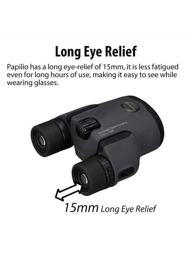 Pentax - Papilio II 6.5x21 Binoculars (Gray) suitable for watching objects both close-up and far away - Image 1