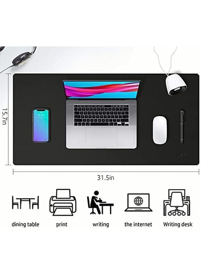 erorex Leather Desk Pad Protector Mouse Pad Office Desk Mat Non Slip Pu Leather Desk Blotter Laptop Desk Pad Waterproof Desk Writing Pad For Office And Home Applicable Game Office Learning Black 60*30 - Image 4