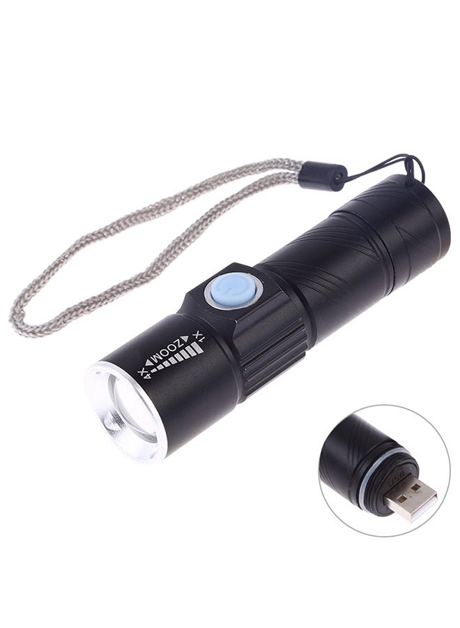 Ultra Bright Rechargeable LED Torch Flashlight Black 12x3x12cm - Image 2