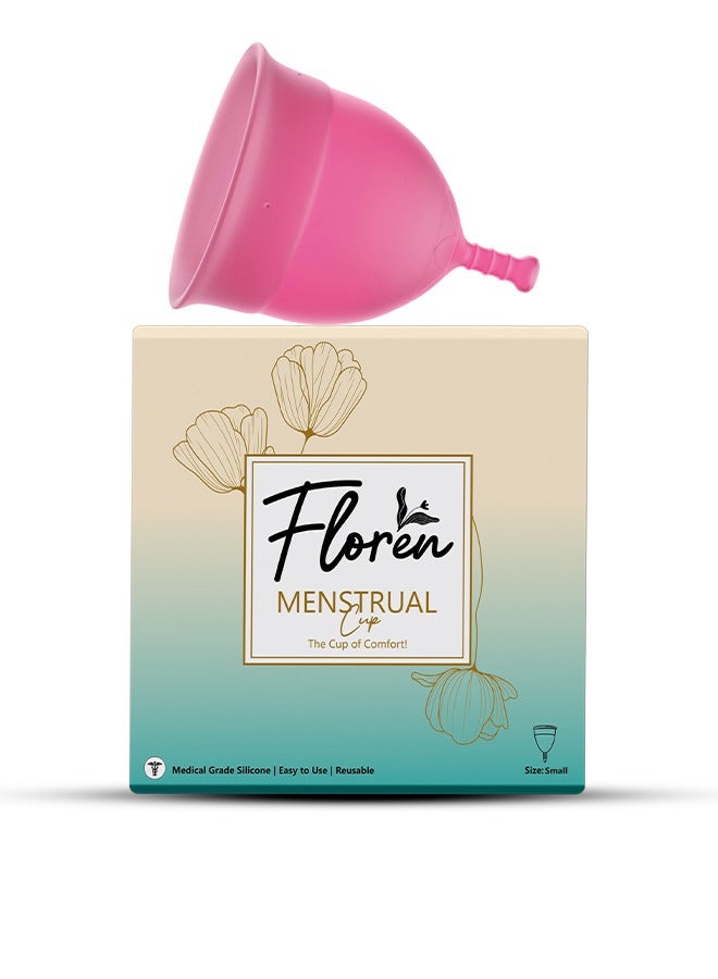 Floren Reusable Menstrual Cup (Small/Medium) for Women with Pouch | Ultra Soft, Odour and Rash Free | 100% Medical Grade Silicone | No Leakage | Protection for Up to 8-10 Hours | FDA Approved - Pack of 1 - Image 1