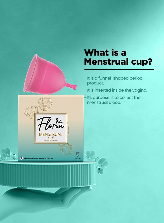 Floren Reusable Menstrual Cup (Small/Medium) for Women with Pouch | Ultra Soft, Odour and Rash Free | 100% Medical Grade Silicone | No Leakage | Protection for Up to 8-10 Hours | FDA Approved - Pack of 1 - Image 4