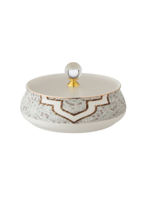 A porcelain decorative date with a distinctive design and an acrylic cover
