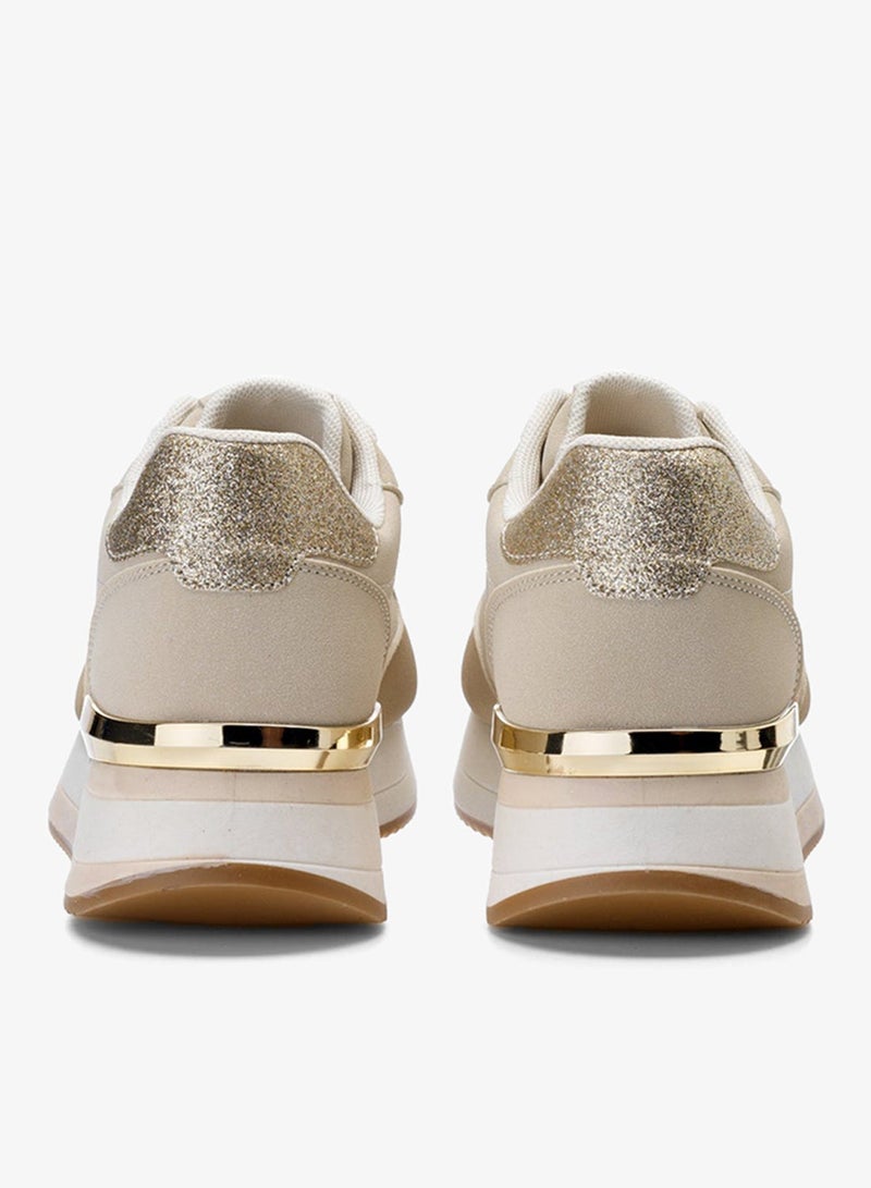 فريدي سنيكرز فريدي نسائي منصة جلد سويديقماش بيج ووردي - Image 4