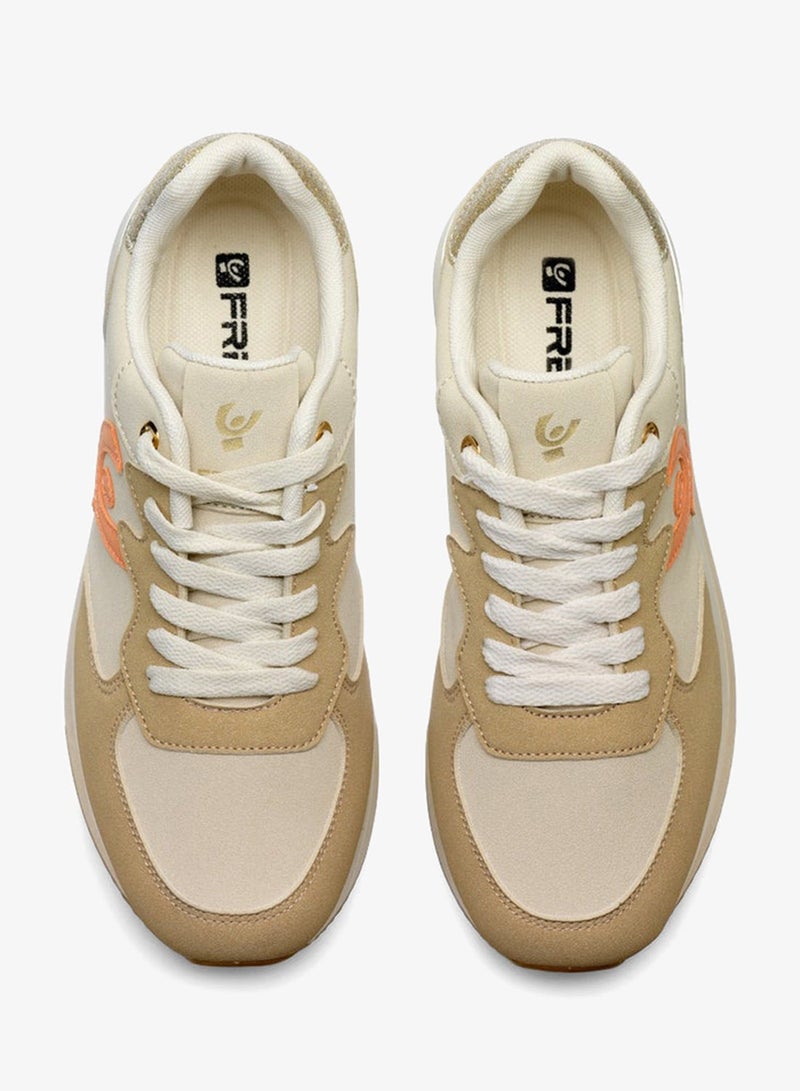 Freddy Women's Platform Sneakers - Beige & Pink Suede/Fabric - Image 3
