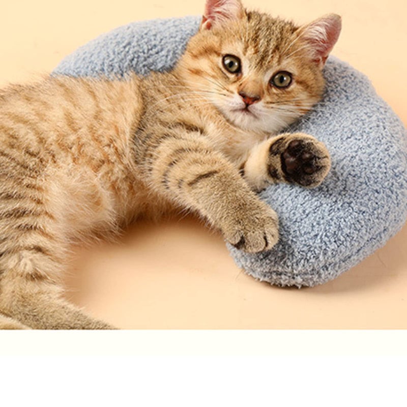 Blue U Shaped Pet Pillow Soft Fleece EPE Cotton Support Bed For Dogs And Cats Machine Washable - Image 4