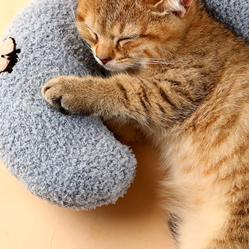 Blue U Shaped Pet Pillow Soft Fleece EPE Cotton Support Bed For Dogs And Cats Machine Washable - Image 3
