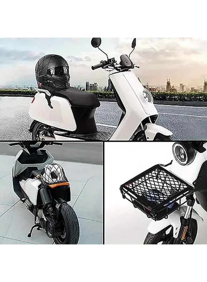 شبكة شحن الدراجة النارية السوداء مزدوجة الطبقات مرنة من البانجي لتخزين الأمتعة للخوذة والمعدات حامل آمن - Image 4