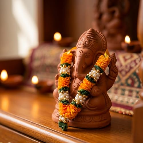 LoveNspire Set of 4 Mini Idol Mala 4.5 Inches God Goddess Haar Makhmali Bhagwan Haar Idol Diwali Pooja Item Garland for Photo Frame God Shringar Reusable Mala - Image 4